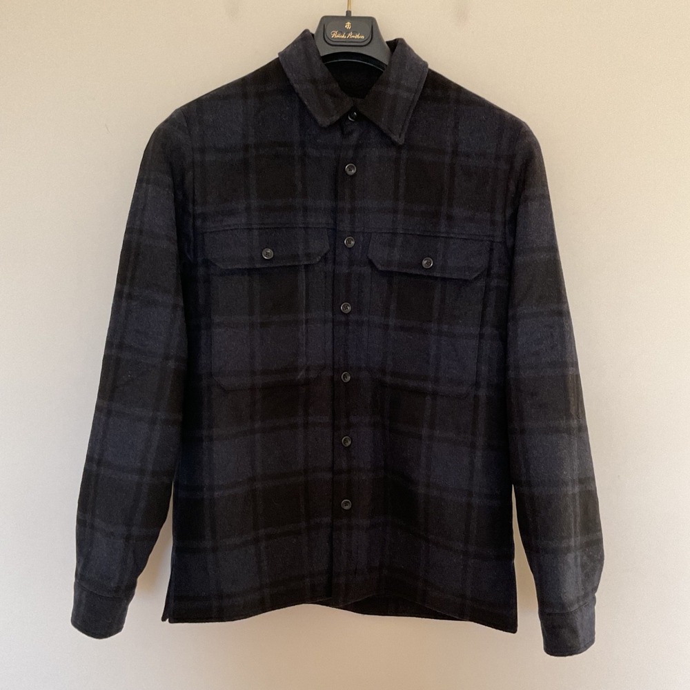 Vince Mens Sz S Black Gray Plaid Sherpa Lined Military Shirt Jacket $395 Preppy